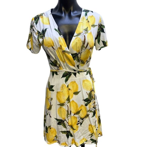Dress Forum Los Angeles Dresses & Skirts - NWT Dress Forum Los Angeles  Lemon Print Dress White Yellow Small